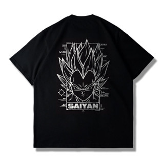 DRAGON BALL Anime Vegeta เสื้อยืดคอกลมผู้ชายและผู้หญิงแฟชั่นสไตล์อนิเมะ