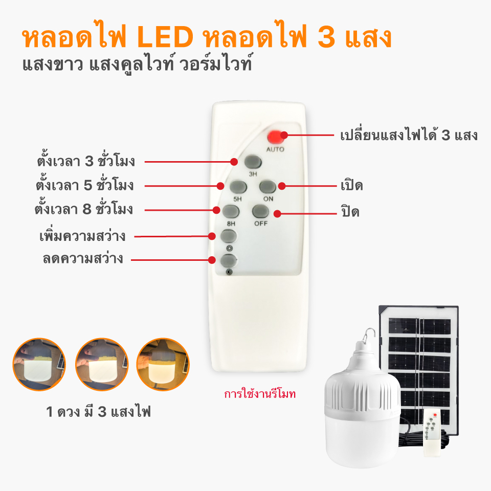 หลอดไฟตุ้มโซล่าเซลldl-200-300-400w-w-3แสง