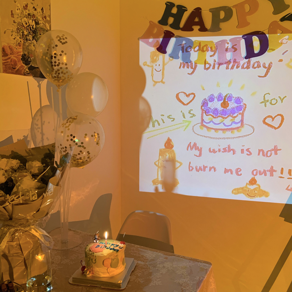ภาพหน้าปกสินค้าโปรเจคเตอร์วันเกิด โคมไฟโปรเจคเตอร์ Happy Birthday projector โปรเจคเตอร์ฉากหลังวันเกิด ลายใหม่ ปาร์ตี้วันเกิด HBD จากร้าน kkjjiioom7820 บน Shopee