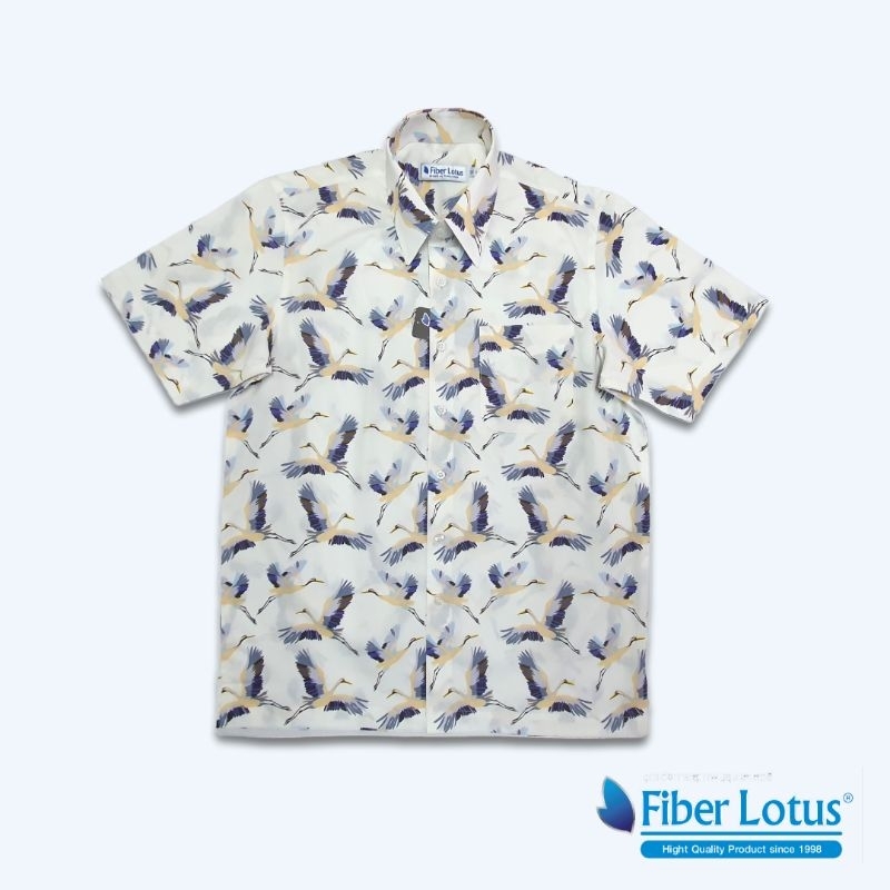 fiber-lotus-เสื้อฮาวายคอเชิ๊ต-ชายตรง-ผ่าข้าง-ลายนก