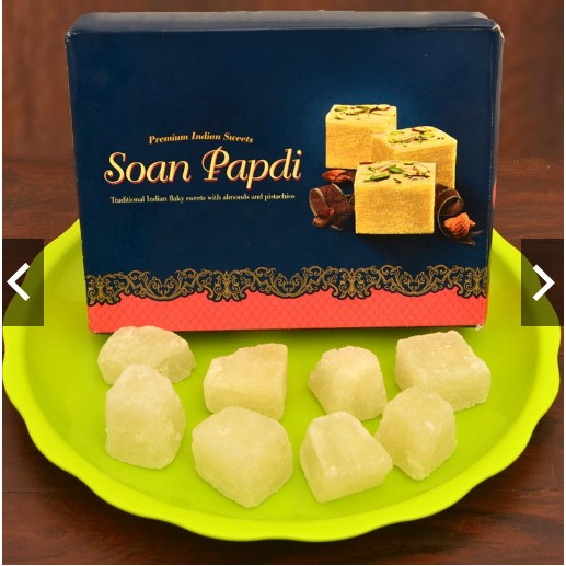 ใครชอบขนมอินเดียไม่ควรพลาด-ขนมเค้กหน้าอัลมอนด์-soan-papdi-no-preservative-and-artificial-food-colour-sweets