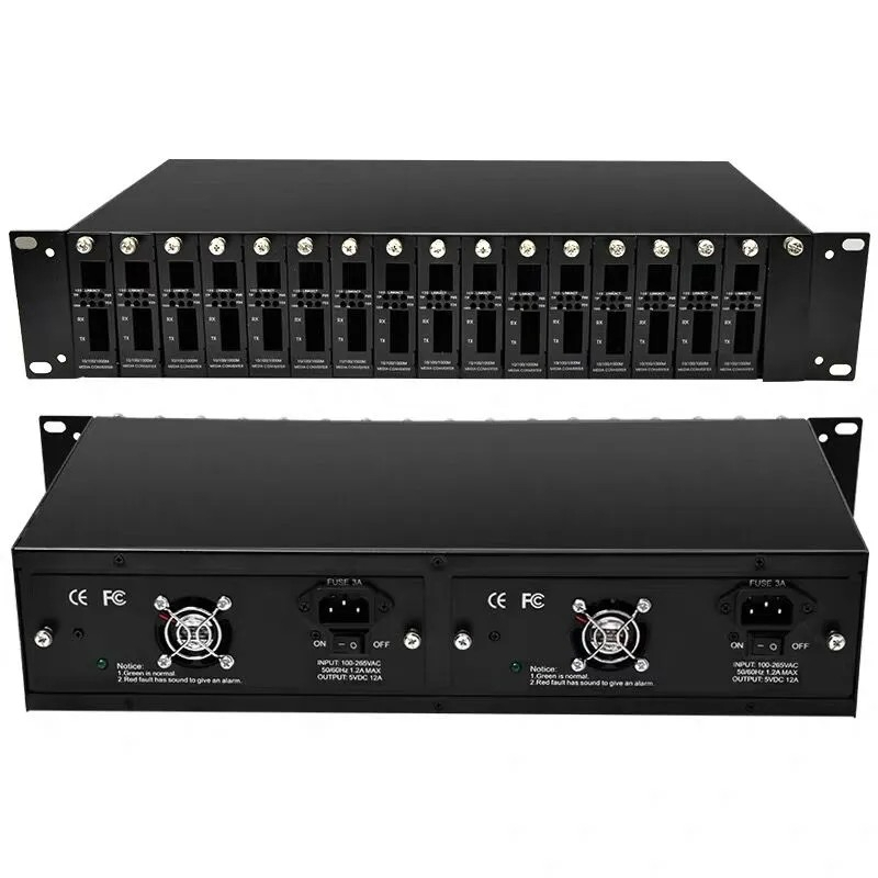 พร้อมส่งจากไทย-rack-mount-media-converter-19-14-slot-ตู้แร็ค19นิ้ว2u-ตู้ใส่-มีเดีย-คอนเวอร์เตอร์-14ตัว-มีpower-supply