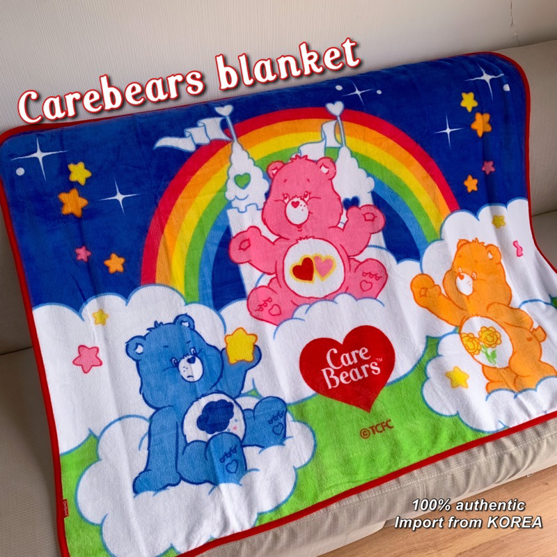 พร้อมส่ง-carebears-blanket-ผ้าห่มแคร์แบร์-นำเข้าจากเกาหลีแท้100