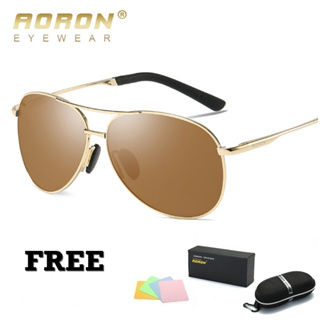 AORON - 8013 [ กรอบทอง ] แว่นตากันแดด เลนส์ HD Polarized UV400 สินค้าพร้อมส่งจากไทย