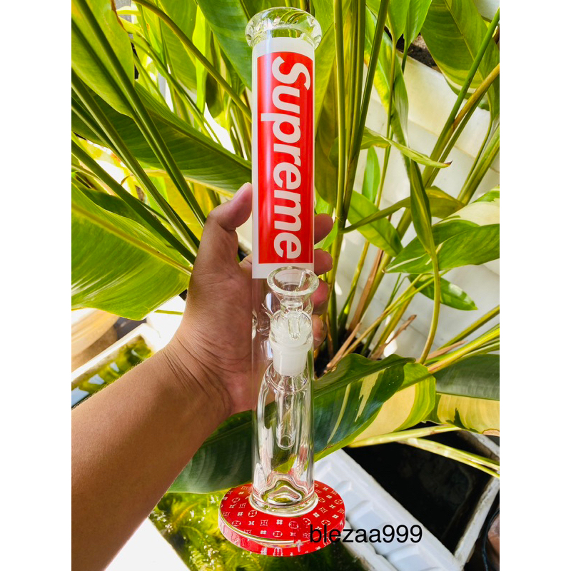 บ้องกัญชา-บ้องแก้ว-bongลายsupreme-สินค้าขายดีสูง35cmปาก5-5cmฐาน9-5cm-แก้วหนาลายสวย