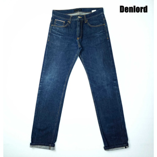 ยีนส์ริมแดง Selvedge Denlord เอว 32 ผ้าด้าน สีเข้ม ขากระบอกเล็ก