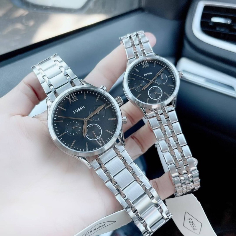 ผ่อน0-นาฬิกาคู่-fossil-bq2469set-his-and-her-fenmore-midsize-multifunction-stainless-steel-watch-44mm-36mm-สีเงิน