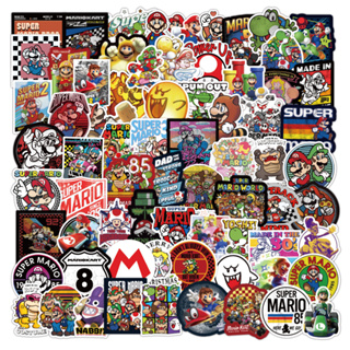 💥พร้อมส่ง💥Vintage นินเท็นโด Sticker supermario  ‎Nintendo Switch mario 50แผ่น กันน้ำ สติ๊กเกอร์ ใช้ซ้ำได้ กระโปรงหลังรถ