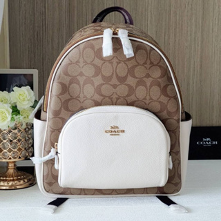 🎀 (สด-ผ่อน) เป้กลาง สีน้ำตาลขาว 5671 COURT BACKPACK IN SIGNATURE CANVAS