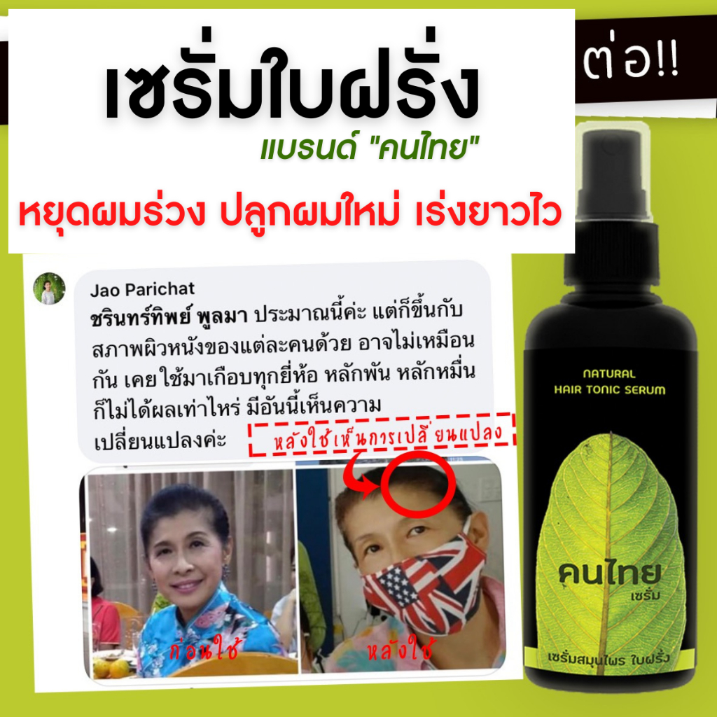 เซรั่มใบฝรั่ง คนไทย ลดผมร่วง