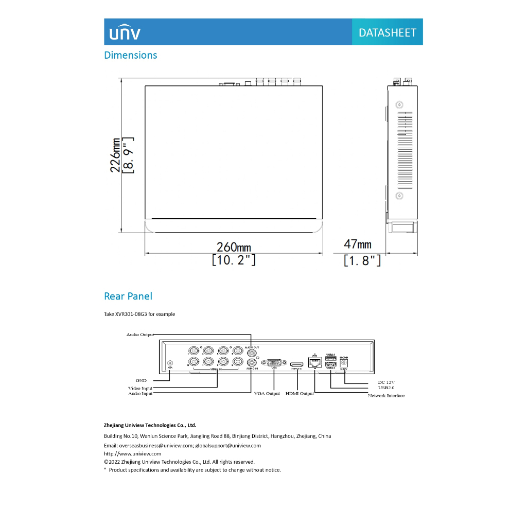 uniview-ชุดกล้องวงจรปิด-xvr301-08g3-uac-t112-f28-เลนส์-2-8mm-จำนวน-8-ตัว-ชุดอุปกรณ์