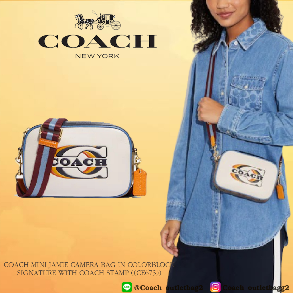 COACH MINI JAMIE CAMERA BAG IN COLORBLOCK SIGNATURE WITH COACH STAMP