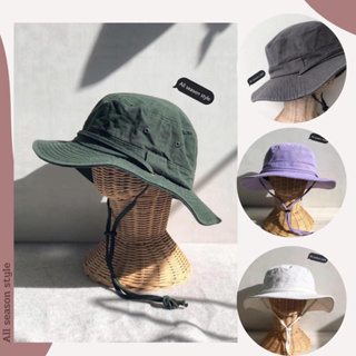 หมวกเดินป่า Hiking Hat  รุ่นฟอกสี มีสายรัดคาง Size ฟรีไซส์ 60 cm