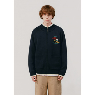 ALAND OIOI UFS_SS22_OIOI_WOODY WOODPECKER ZIPUP KNIT [NAVY]_Navy_CARDIG