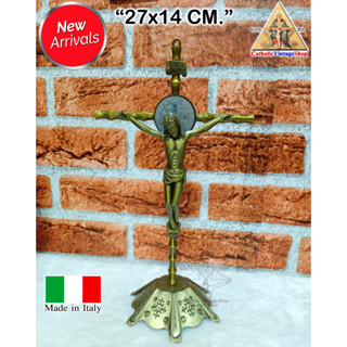 ไม้กางเขน ตั้งโต๊ะ กางเขนพระเยซู​ ไม้กางเขนเบเนดิก กางเขนโลหะ อิตาลี Italy Catholic Jesus Cross Jesuschrist