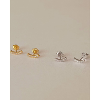 (โค้ด X8SFXJ ลด 20%) A.piece  ต่างหูเงินแท้ [all silver 925] Curve cubic earrings