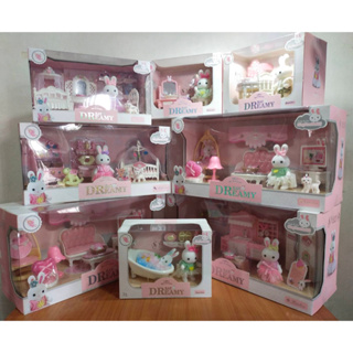 ห้องนอนตุ๊กตากระต่าย บ้านตุ๊กตาของเล่น บ้านของเด็กเล่น ห้องนอนของตุุ๊กตา ห้องรับแขกตุ๊กตา ห้องน้ำตุ๊กตา ห้องครัวตุ๊กตา