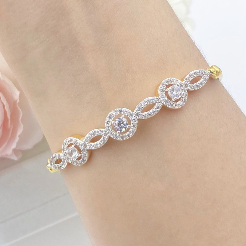 กำไลเพชรswiss-สวยหรู-รอบวง20cm-เหมาะสำหรับสาวข้อมืออวบ-กำไลเพชร-สร้อยข้อมือผู้หญิง-สร้อยข้อมือทอง-n364-กำไลทอง