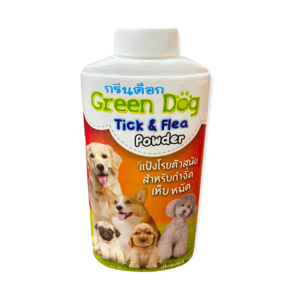 ภาพหน้าปกสินค้าGreen Dog กรีน ด็อก แป้งกำจัดเห็บหมัด แป้งโรยตัวสุนัข แป้งโรยตัวแมว ลดความมันขน Tick&Flea Powder (บรรจุ 180 กรัม) จากร้าน 105beautyshop บน Shopee