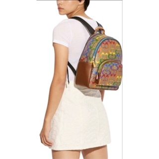 Coach CA140 Court Backpack In Rainbow Signature Canvas งานสุด