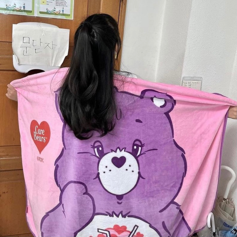 พร้อมส่ง-carebears-blanket-ผ้าห่มแคร์แบร์-นำเข้าจากเกาหลีแท้100