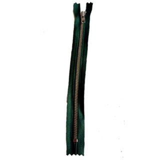 ซิปฟันโลหะทองเหลืองykkเบอร์4สีเขียวเข้มยาว8นิ้วกว้าง25mm.ซิปยีนส์กระเป๋า