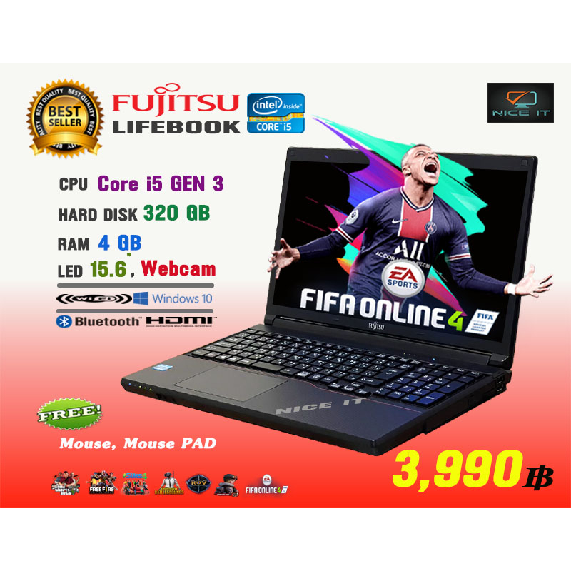 ภาพหน้าปกสินค้าโน๊ตบุ๊ค Notebook Fujitsu Core i5 (GTAV offline, Fifa4, ROV, Freefire, Roblox, Sim4, Hon, PB, SF ทดสอบแล้วเล่นได้ครับ