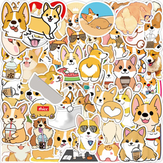 ✨พร้อมส่ง✨สุนัขโกลเด้น คอร์กี้ corgi dog STICKER 50แผ่น กันน้ำ สติ๊กเกอร์ ใช้ซ้ำได้ กระโปรงหลังรถ โทรศัพท์มือถือ