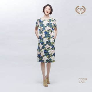 C&amp;D ชุดเดรส Cotton Dress เดรส คอกลม ผ้าคอตตอน sunshine gardenia (CZ1SGR)