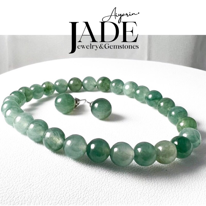 เซตต่างหูหยกพม่า-กำไลข้อมือหยก-jadeite-type-a-ขนาด7-8มิล-นำเข้าจากเหมืองโมก๊ก-ประเทศพม่า-นำพาความโชคดี-มั่งคั่ง-ร่ำรวย