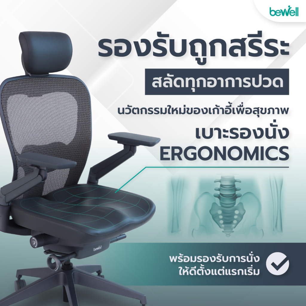 Bewell ENCLOSE PLUS เก้าอี้ทำงานเพื่อสุขภาพ เก้าอี้สุขภาพขจัดออฟฟิศซิน ...
