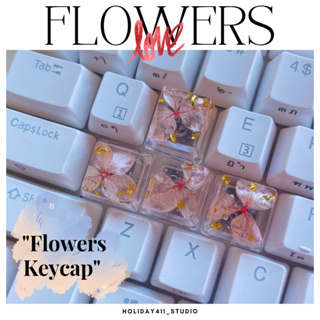 สินค้า 💐 Flowers Keycap 💐 คีย์แคปดอกไม้ผสมเปลวทอง คีย์แคปน่ารัก ใช้ตกแต่งคีย์บอร์ด
