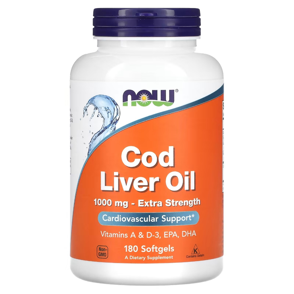 น้ำมันตับปลา Cod Liver Oil (Vitamin A&D3, EPA, DHA) 1,000 mg, 180