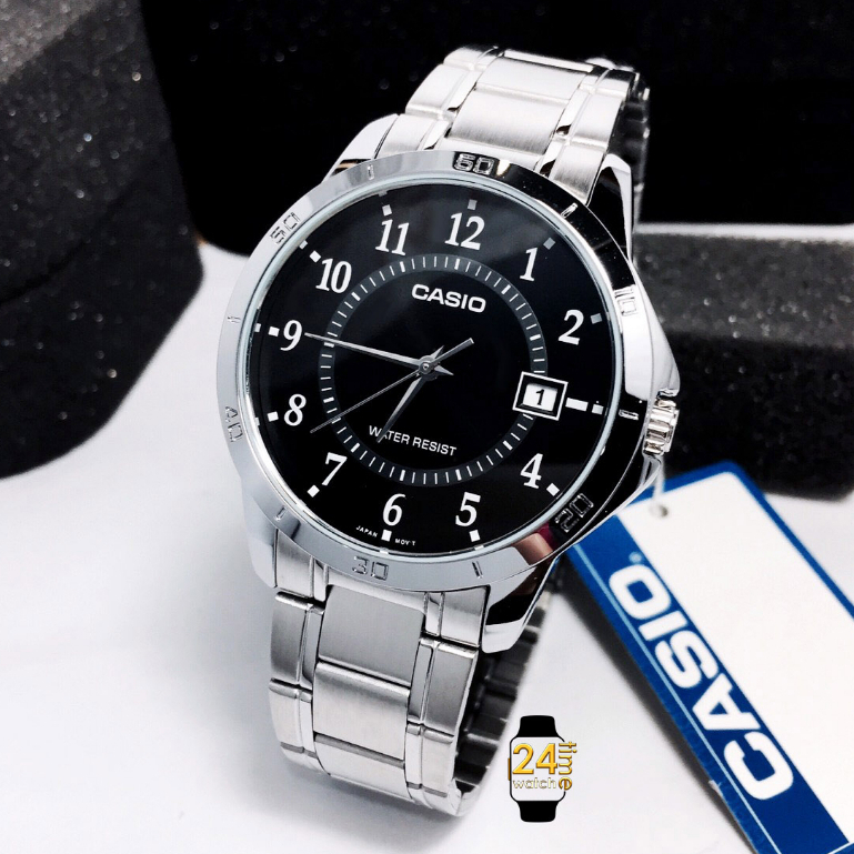 casio-classic-silver-casioผู้ชายแท้-หน้าปัดสีดำ-นาฬิกาcasio-คาสิโอ-นาฬิกาแท้-นาฬิกาผู้ชาย-นาฬิกาแบรนด์เนม-พร้อมประกัน