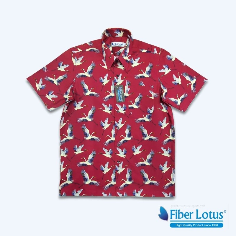 fiber-lotus-เสื้อฮาวายคอเชิ๊ต-ชายตรง-ผ่าข้าง-ลายนก