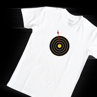bank’s Arrow Target T-shirtin white color Cotton USA เสื้อยืดพิมพ์ลาย เสื้อยืดคอกลมสีขาว เสื้อยืดคุณภาพดี