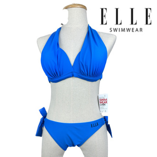 ชุดว่ายน้ำยี่ห้อ Elle แท้ 2ชิ้น bikini สีน้ำเงิน กัน UV ราคาเต็ม 2,xxx ผ้าหนาอย่างดี มีฟองน้ำซับใน