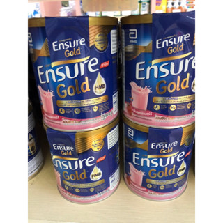 Ensure Gold stawberry เอ็นชัวร์ โกลด์ กลิ่นสตอเบอรี่ อาหารเสริมสูตรครบถ้วน ขนาด 400 กรัม 1 กระป๋อง