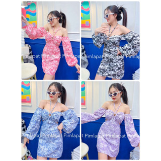 F031🌷เดรสผูกคออกใส่ห่วงเหล็ก