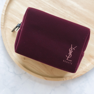 YSL Cosmetic bag สี burgandy