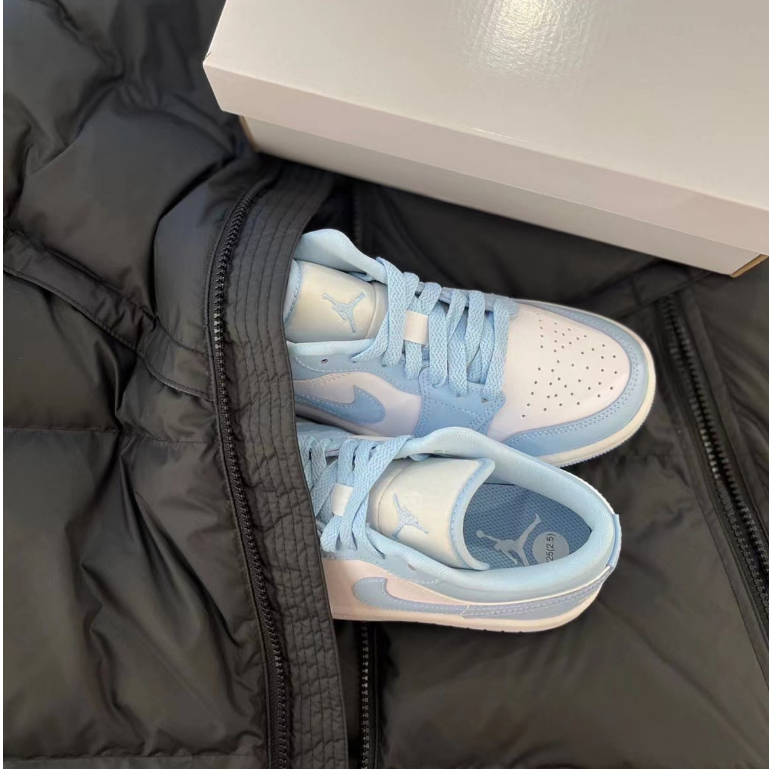ของแท้100-nike-air-jordan-1-low-aluminum-ice-blue