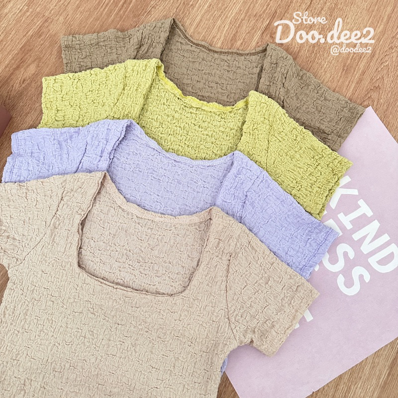 doodee2-เสื้อครอป-คอเหลี่ยม-ผ้าอัดยับ