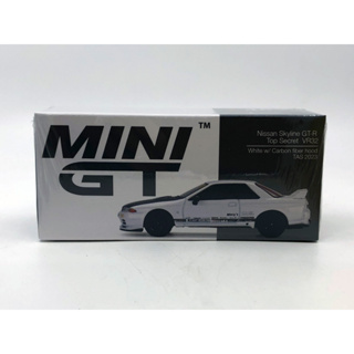 Mini GT 483 Skyline GT-R Top Secret VR32 White w/ Carbon fiber hood Auto Salon Diecast Scale Model Car