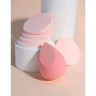 เซทฟองน้ำไข่แต่งหน้า 1ชิ้น บัฟแต่งหน้า 5ชิ้น 1pc Makeup Sponge &amp; 5pcs Makeup Puff (ส่งจากไทย)