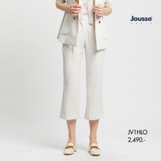 Jousse กางเกงขาวยาว กาง﻿เ﻿กงผู้หญิง กางเกงทำงานสีเบจ ในทรงกระบอกสีเทา เก็บสะโพกกระชับรูปร่าง ปลายขาเข้าเล็กน้อย (JV1HLO)