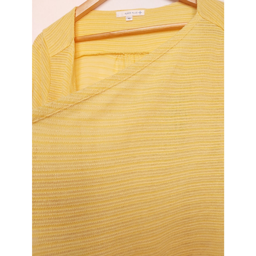 เสื้อคลุมคาร์ดิแกนไหมพรม-สีเหลือง-แขนศอก-klein-plus