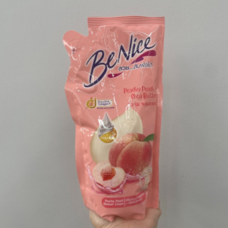 (แบบถุงเติม) Benice Shea Butter &amp; Peachy Peach Shower Cream บีไนซ์ เชียร์ บัตเตอร์ &amp; พีชชี่ พีช ครีมอาบน้ำ 400 มล.