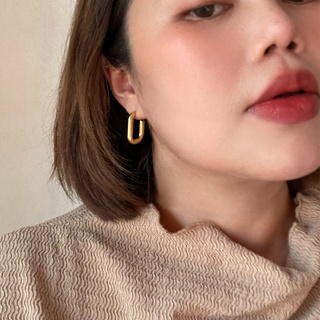 𝐴𝑆𝐻𝐼𝑅𝐴 (18k gold plated) ต่างหูห่วงหนา ต่างหูสีทอง ต่างหูสายฝอ ต่างหูสีทอง chunky hoops earrings u shape earrings