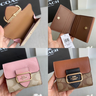 🎀 (สด-ผ่อน) กระเป๋าสตางค์ CF472 Small Morgan Wallet In Colorblock Signature Canvas