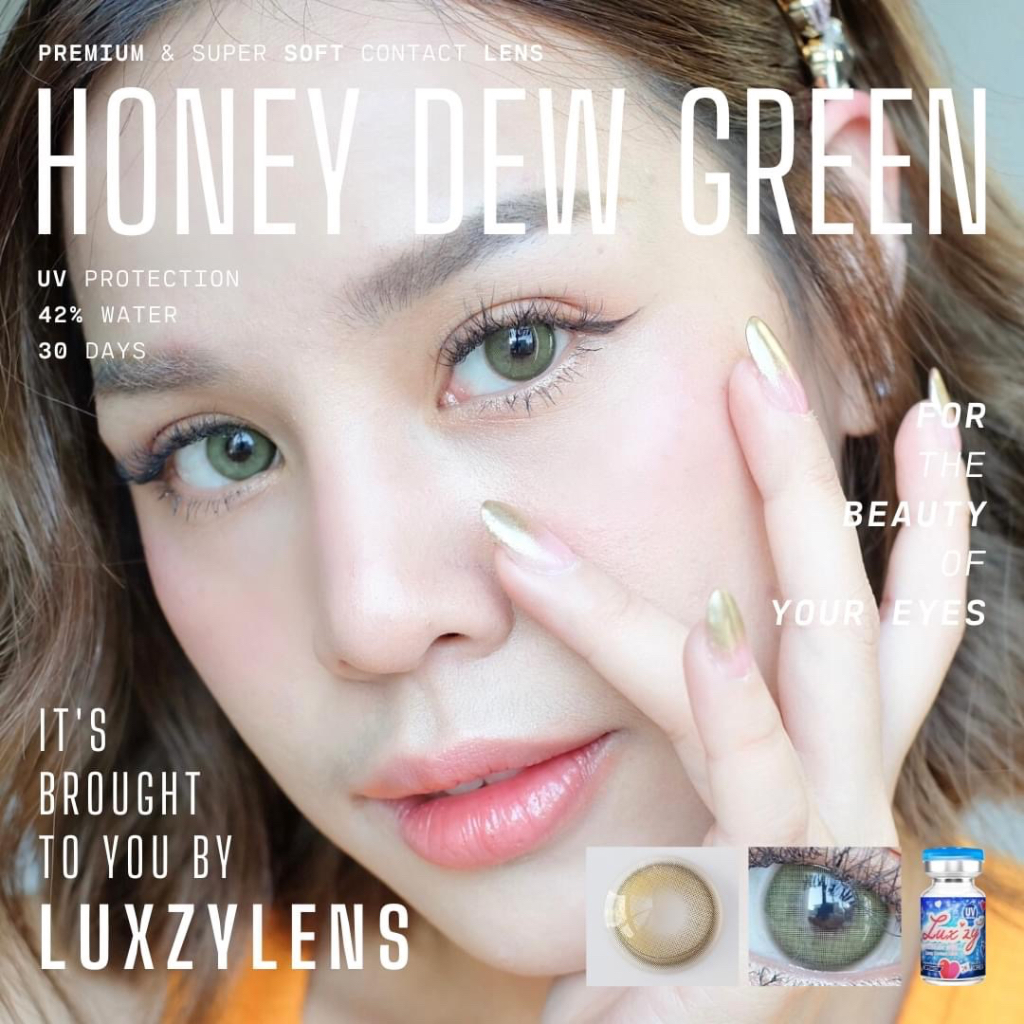 คอนแทคเลนส์-honey-dew-green-luxzylens-ขนาดมินิ-รุ่นฮิตล่าสุดจากเกาหลี